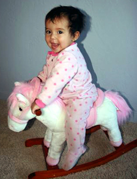 Amaryllis on her horse<br>10 months old